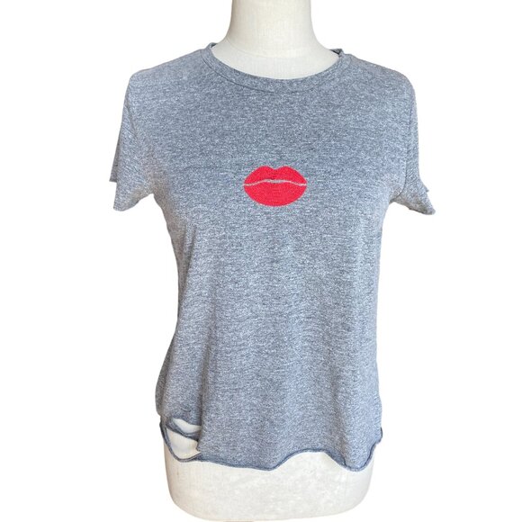 Wildfox Holey Embroidered Lips T-Shirt Sz S Distressed Rips Punk Grunge 90s Y2K - Picture 13 of 13